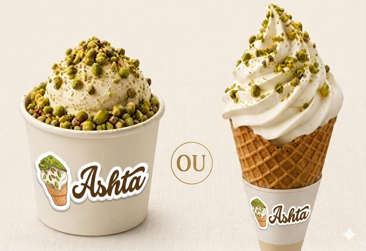 Glace ASHTA – cup et cornet pistache